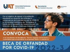 Ofrece UAT a sus estudiantes la beca de orfandad por Covid-19