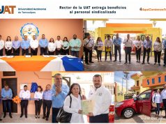 Rector de la UAT entrega beneficios al personal sindicalizado